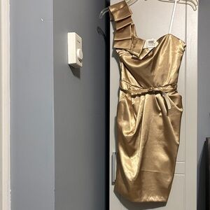 City Studio Gold One-Shoulder Dress